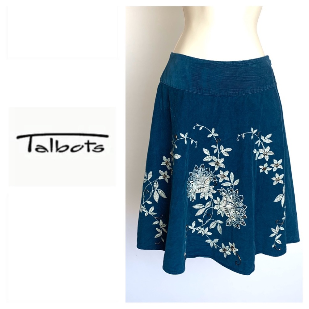Talbots Skirt with Beaded Flower Design